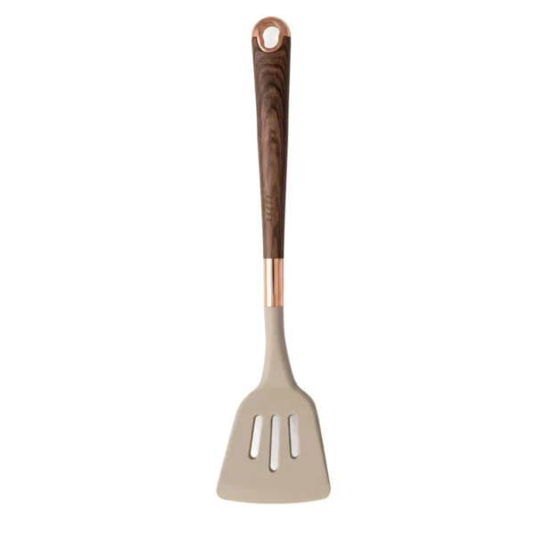 Heat Resistant Non-Stick Silicone Slotted Turner Spatula with Ergonomic Wooden Handle