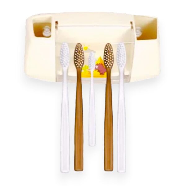 Wall Mounted Toothbrush Holder with Toothpaste Dispenser & Rinse Cup – Multifunction Bathroom Organizer