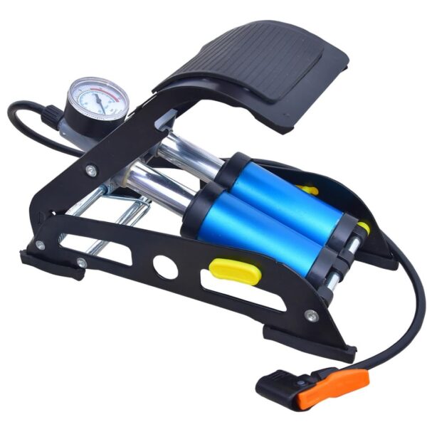 Heavy Duty Double Cylinder Foot Air Pump with Pressure Gauge – Portable Bicycle & Car Tire Inflator