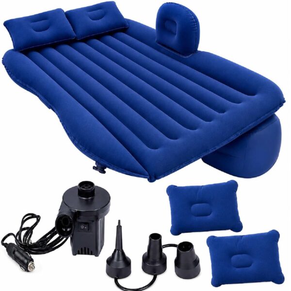 Inflatable Car Air Mattress Bed with Electric Air Pump – Portable Travel Sleeping Mattress for SUV & Car Back Seat