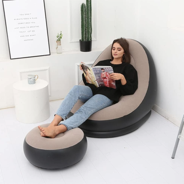 holcosy001 PVC 1 Seater Inflatable Sofa (Color - black, beige, DIY(Do-It-Yourself))